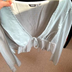 Mint see through blouse top
